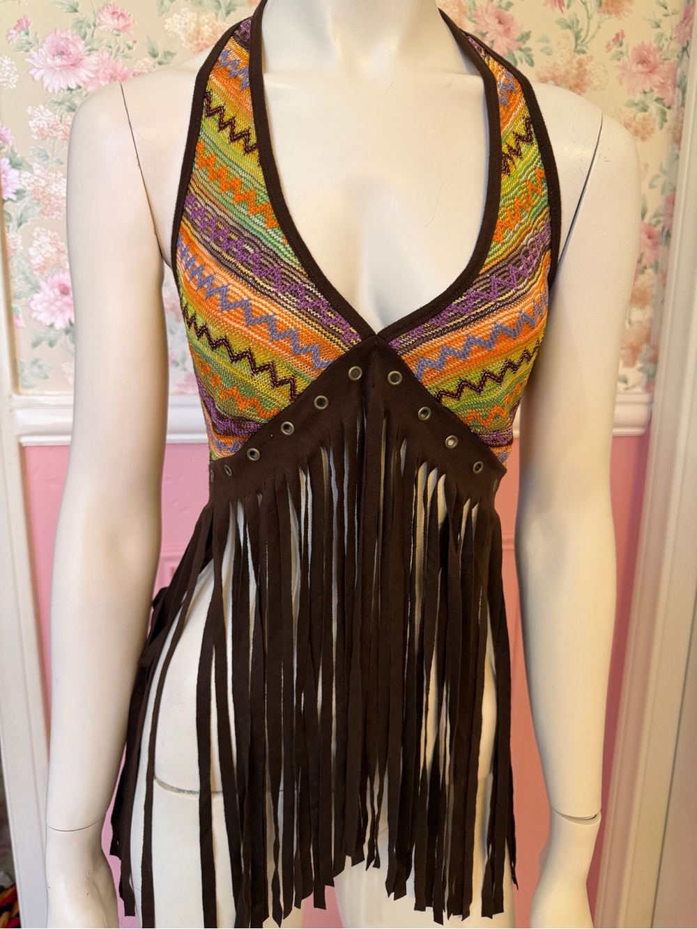 Y2K Boho Multicolor Fringe Sleeveless Dress Vest